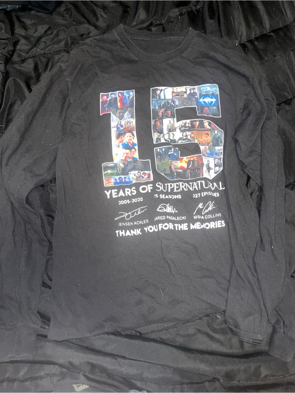 Supernatural 15 Years Black Long-Sleeve Graphic Tee